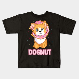 Cute & Funny Dognut Dog Donut Pun Adorable Puppy Kids T-Shirt